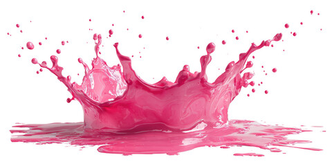Pink liquid splash crown isolated on a transparent background