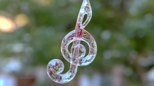 A single glass treble note hangs from a thin string, suspended in mid-air
