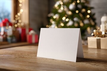 Fototapeta premium Blank card on festive table