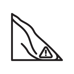 Black and white vector icon slippery road in winter bad weather caution sign