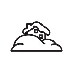 Winter storm house icon black and white vector illustration of snowy bad weather and home in snowdrift