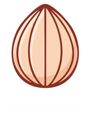 Simple Vector Illustration of a Whole Almond Nut in its Shell