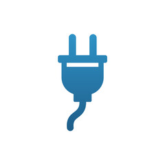 Blue Minimalist Plug Icon – Power, Energy, Socket, Electricity Symbol