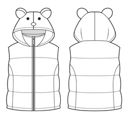 Kids down vest with animal hood © Olesya