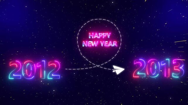 Upcoming new year 2012 to 2013 with a flying rocket on transparent background. Symbolizes future progress, 2013 new year startup goals, business plans.4k video motion graphic animation .