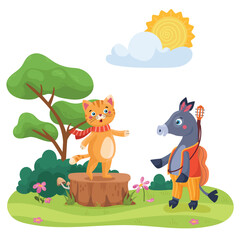 Vector illustration, children's cartoon, fairy tale characters, funny heroes