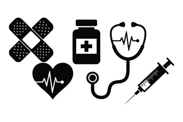 Medical healthcare icons set on white background vector