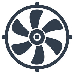 Obraz premium Simple stylized dark blue fan with five blades against a white background