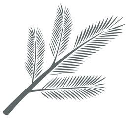 Naklejka premium Palm frond branch gray vector illustration, tropical leaves drawing design