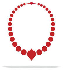 Obraz premium Red necklace graphic illustration, jewelry pendant concept