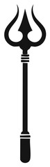Black silhouette of a trident on a white background. Mythological symbol of power and authority.