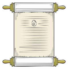 Vintage paper scroll with egg symbol, ancient parchment style