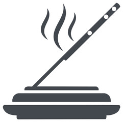 Smoldering incense stick with smoke vector icon for aromatherapy meditation and spiritual wellness