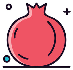 Vibrant red pomegranate fruit icon graphic illustration for healthy food and juice concepts
