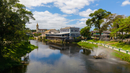 Vista Aérea da Cidade de Morretes, Paraná, Brasil. 