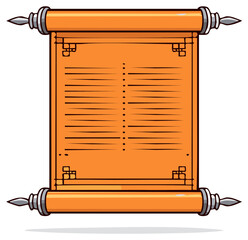 Ancient Scroll Unfurled with Text - Historical Document or Decorative Manuscript with Ornate Rolled Edges