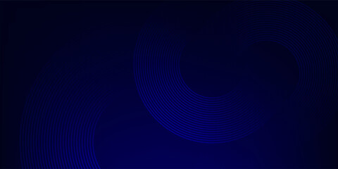 Abstract glowing circle lines on dark blue background. Geometric stripe line art design. Suit for banner, web, poster, pamflet, brochure and presentation