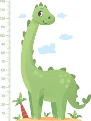 Dinosaur height meter. Kid growth chart ruler