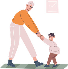 Kid bad behavior. Parenting stress color icon