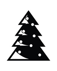 Fototapeta premium A stylized black silhouette of a Christmas tree with white dots representing ornaments.