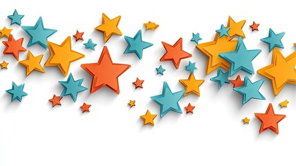 This vibrant background features red, white, and blue stars, perfect for 4th of July party invitations or greeting cards, set against a bright, isolated space for text