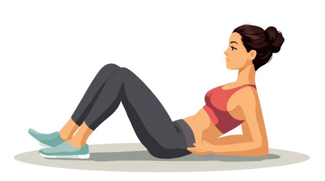 Female Torso Performing Hip Flexor Stretch in a Realistic Workout Setting for Improved Flexibility and Fitness