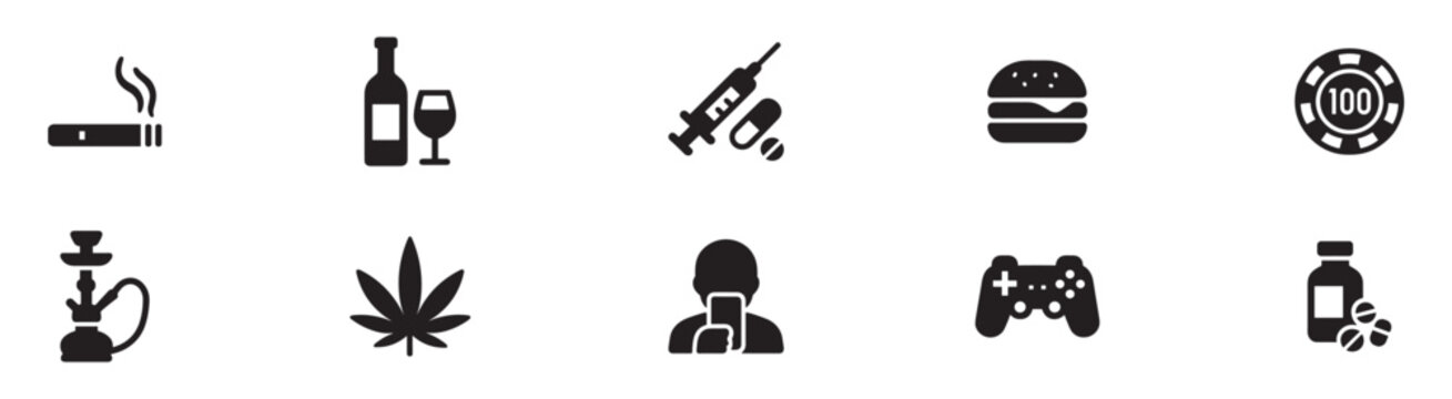 Addiction icon. Bad habits icon set. Vector Illustration. EPS 10