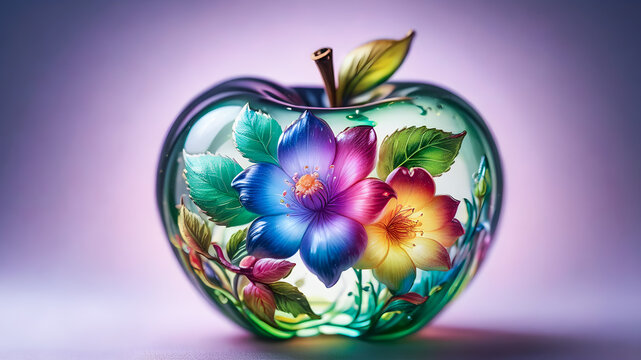 luxurious apple filled with flowers. decorative flower apple	

