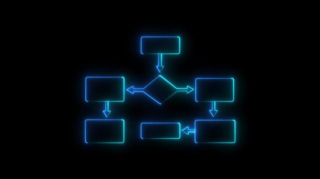 Neon Flowchart &ndash;  Glow Process Diagram Animation