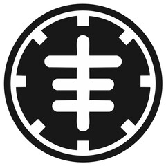 Obraz premium Circular geometric logo with horizontal lines and border segments. Minimalist symbol.