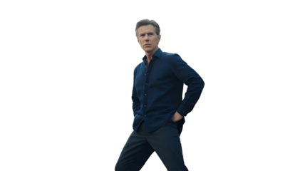 Confident man portrait with serious expression.