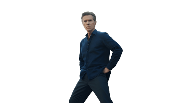 Confident man portrait with serious expression.