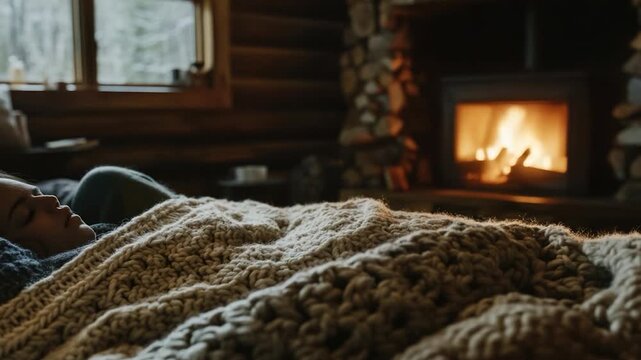 A person is lying in a bed covered with a blanket, ideal for personal or editorial use