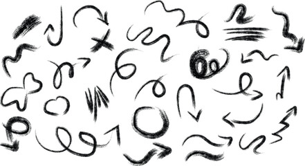 Hand drawn doodle elements collection in black and white style