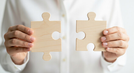 Connecting Pieces Wooden Puzzle Strategy and Teamwork A Symbol of Problem Solving Solutions and Unity in Business