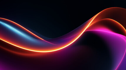 Abstract neon wave on dark background, futuristic digital art style.