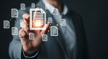 Document Security Management Concept Business Professional Securing Confidential Files with Padlock Symbol Encryption