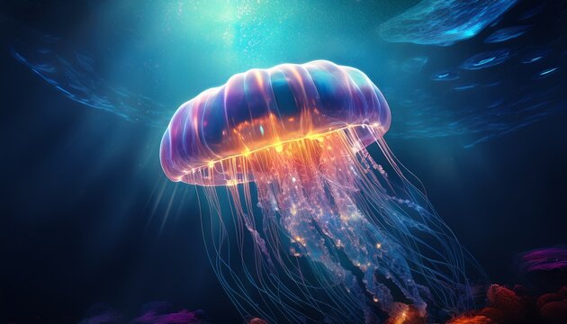 underwater jellyfish glow - Powered by Adobe