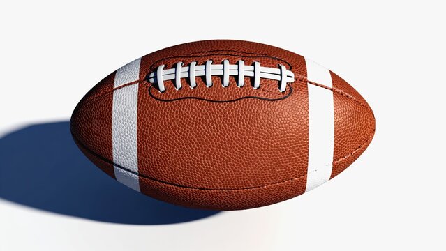 The American football ball is brown in color with white stripes and lacing. Ideal for outdoor games and training, it symbolizes a team spirit and an active lifestyle.