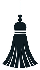 Fototapeta premium Simple hanging tassel silhouette icon with decorative fringe a minimalist vector graphic element