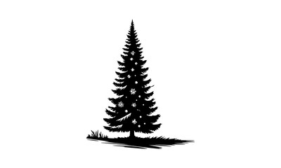 Black Christmas Tree Silhouette – Minimal Evergreen Pine