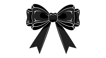 Elegant black ribbon bow for gift decoration or solemn occasions