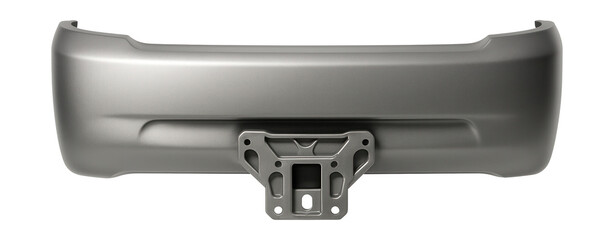Matte silver rear bumper featuring a prominent mounting bracket design.