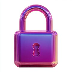 Purple pink gradient metallic padlock icon security