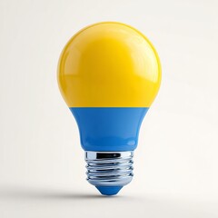 Yellow and blue light bulb icon simple design image