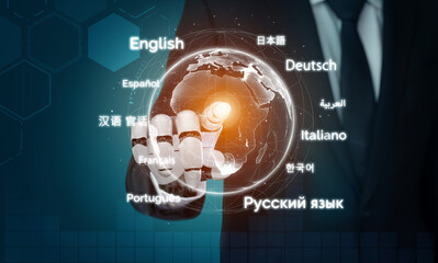 AI artificial intelligence bridges global language communication with multilingual virtual assistants, real-time languages translation, and digital tools for cultural connectivity. Vouch