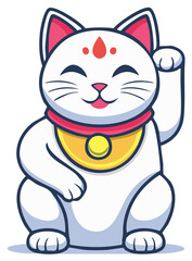 Fototapeta premium Japanese Maneki Neko Cat Cartoon Illustration