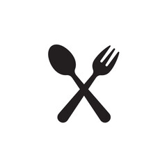 Spoon and fork crossed silhouette cutlery shapes icon