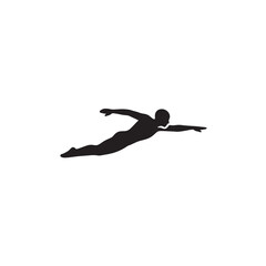 Swimmer silhouette figure with arms and legs in swimming pose icon