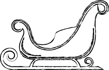 Sleigh hand-drawn grunge line art illustration